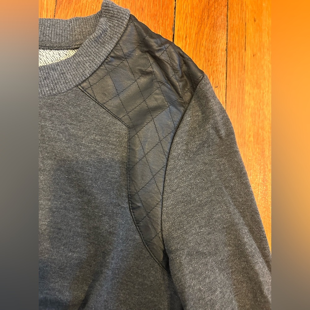 Under Skies Gray Quilted Patchwork Sweatshirt - image 6